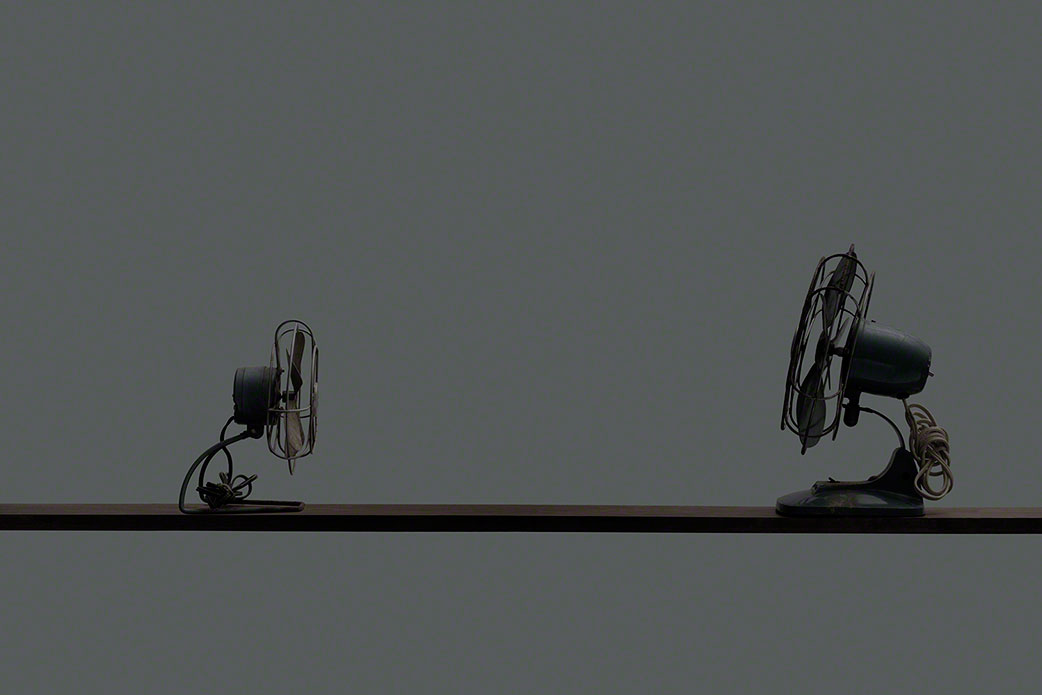  advertising, product shot, profiles of antique fans on a grey background