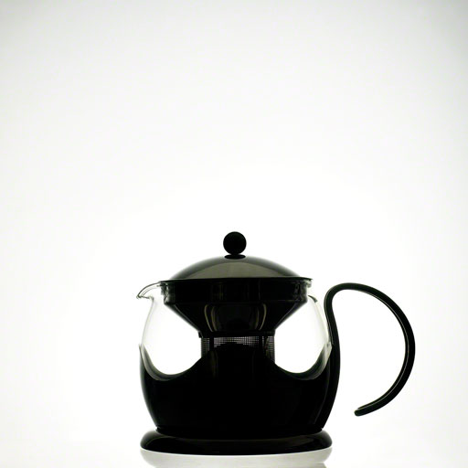 glass tea pot on white background, graphic, product photo