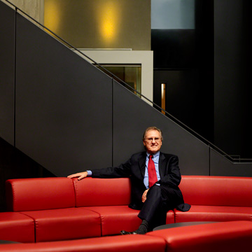 On location portrait of Stephen Lewis, Canadian diplomat, politician, public speaker shot on location at New College, Toronto