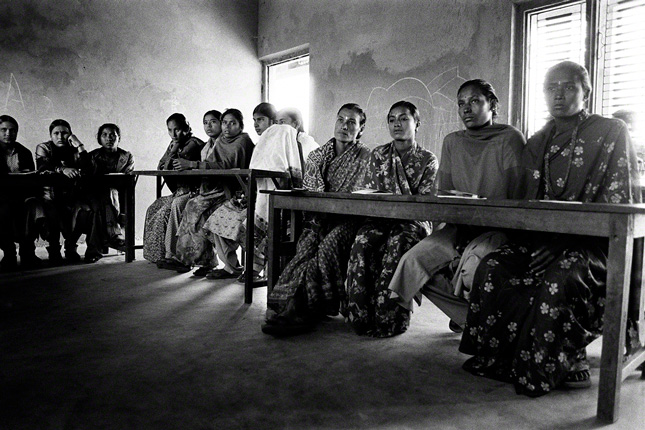 wide angle shot of nepalese women attending empowerment classes
