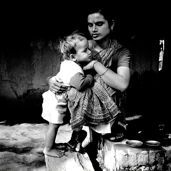 portrait of nepalese mother with child